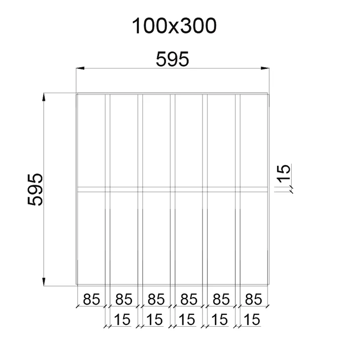Подвесной потолок Грильято GL15 Жалюзи ячейка 100x300, цвет белый — Металлик матовый — А-Строй Крым