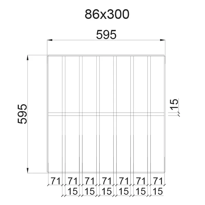 Подвесной потолок Грильято GL15 Жалюзи ячейка 86x300, цвет белый — Металлик — А-Строй Крым