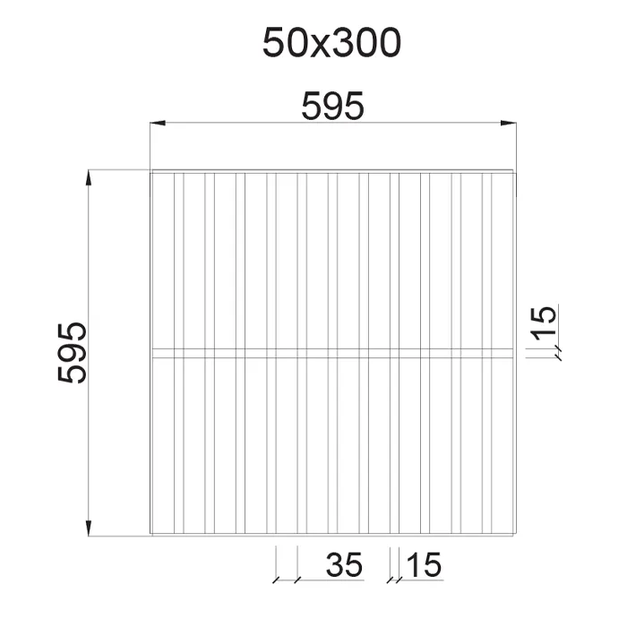 Подвесной потолок Грильято GL15 Жалюзи ячейка 50x300, цвет белый — Суперхром — А-Строй Крым