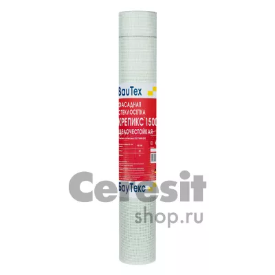 Фото серии Сетка фасадная щёлочестойкая БауТекс Крепикс 1500 (145г/м 2 50м 2 ); фасовка и цвет указаны в характеристиках