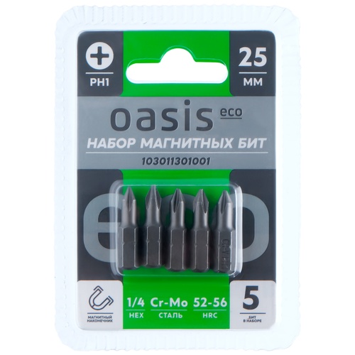 Набор бит магнитных Oasis Eco PH1x25 Cr-Mo 5 шт 103011301001