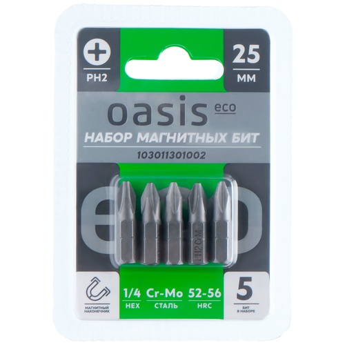 Набор бит магнитных Oasis Eco PH2x25 Cr-Mo 5 шт 103011301002