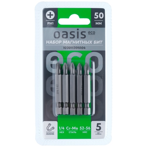 Набор бит магнитных Oasis Eco PH1x50 Cr-Mo 5 шт 103011301004