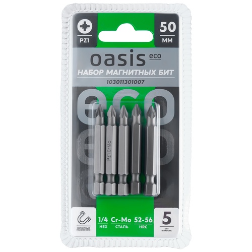 Набор бит магнитных Oasis Eco PZ1x50 Cr-Mo 5 шт 103011301007