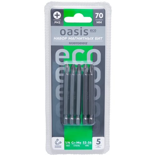 Набор бит магнитных Oasis Eco PH2x70 Cr-Mo 5 шт 103011301012