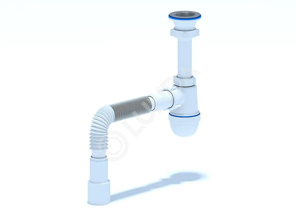 Сифон умыв/мойка бутылочный 1 1/2"x40 гофрированный 40х40/50 нерж/сетка, АНИ Пласт C0115