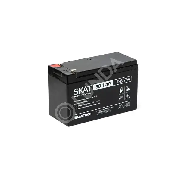 Аккумулятор SB 1207 свинцово-кислотный, тип AGM 12V 7Ач ,зар.2,1 А, ножевые клеммы, SKAT 2533
