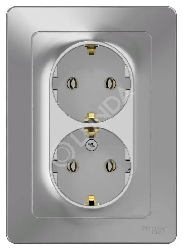 Розетка 2-м СП Blanca 16А IP20 250В с заземл. без защ. шторок алюм., Systeme Electric BLNRS001023