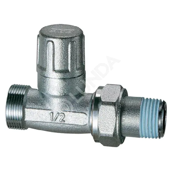 Вентиль запорный прямой 1/2"х М24х19 НР, уплотнение штока двойной O-Ring, штуцер с герм. Loctite Dri-Seal, колпачок латунь хром., Far FV 1300 C12