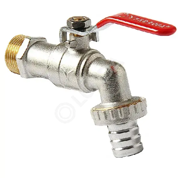 Шаровой кран латунный 1/2" НР, ручка-рычаг, угловой, Pro Aqua EWL55-m15x