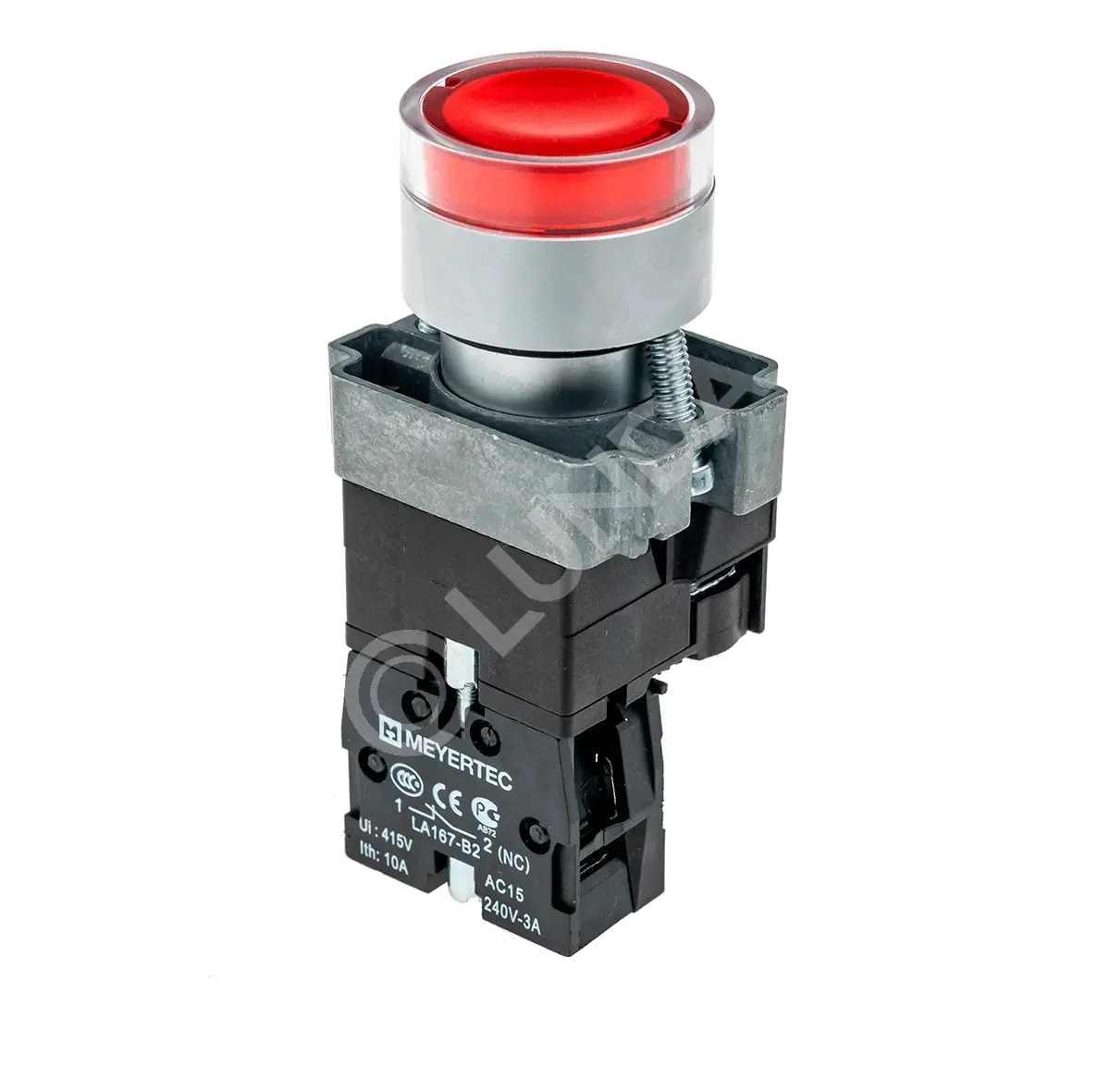 Кнопка с LED подсветкой, красная, 24V AC/DC, 1NC, металл MTB2-BW3461, ОВЕН 54250