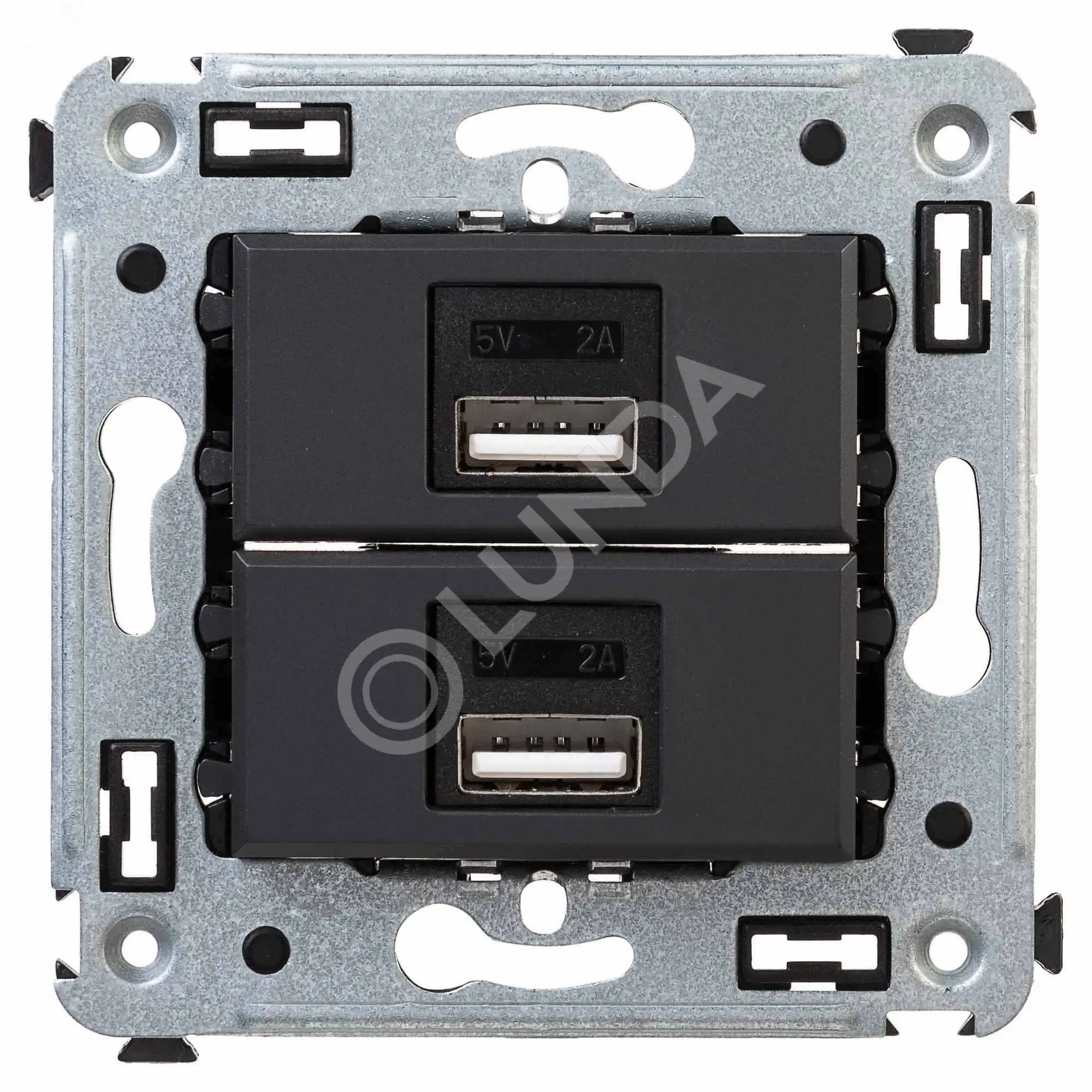 Зарядное устройство USB в стену, Avanti, Черный матовый, DKC 4412543