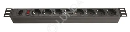 Блок розеток для 19дюймовых шкафов 8 розеток Schuko выключатель, DKC R519SH8OPSHC14