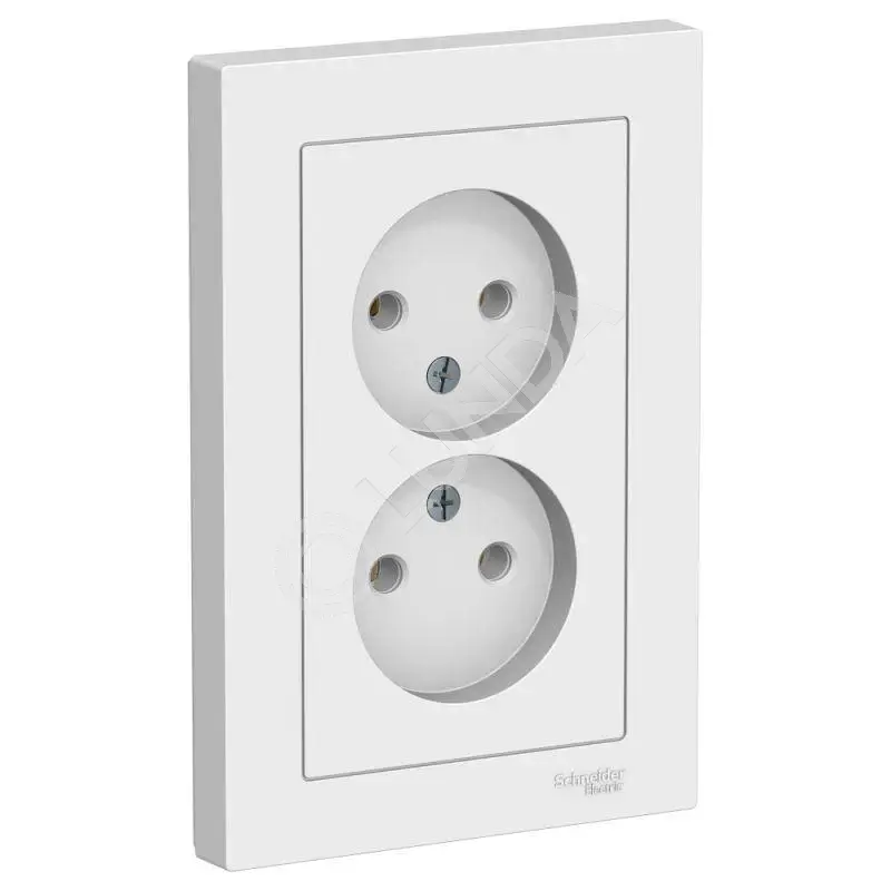 Розетка 2-м СП AtlasDesign 16А IP20 без заземл. в сборе бел., Systeme Electric ATN000120