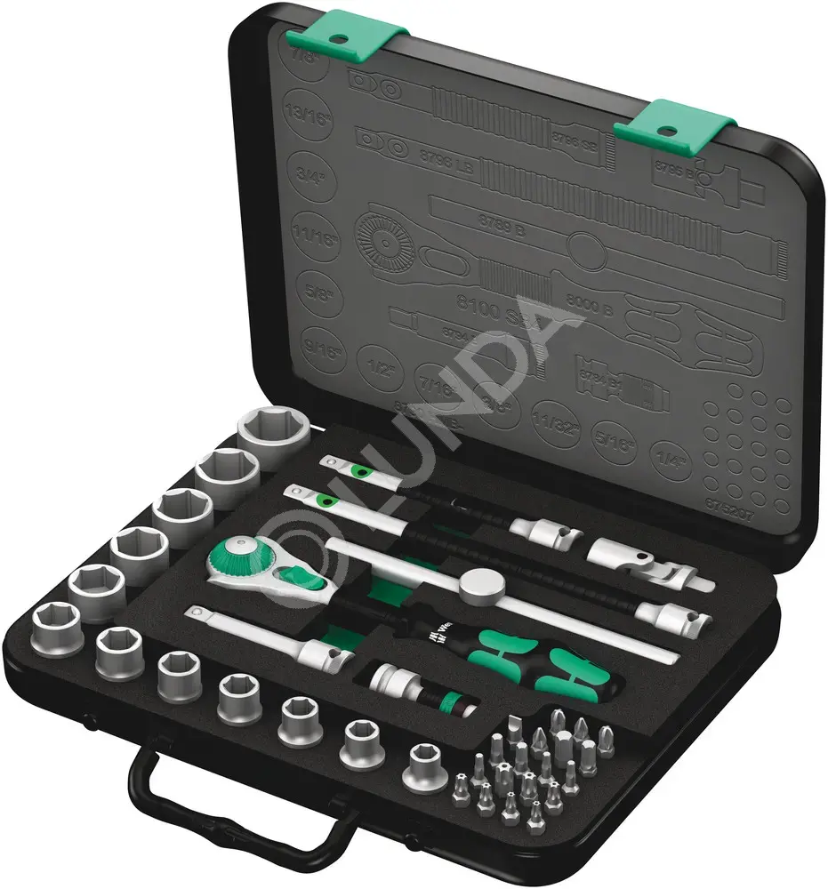 Набор головок торцевых и бит с трещоткой 8100 SB 4 Zyklop Speed Imperial, 3/8", 38 пр., Wera WE-003596 — wera