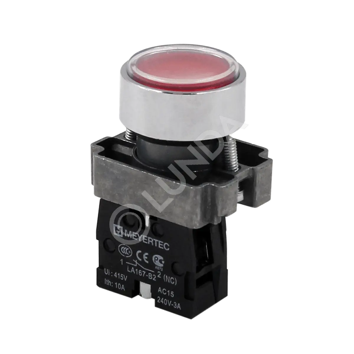 Кнопка плоская красная, 1NС, IP67, металл MTB2-BAF42, ОВЕН 132650