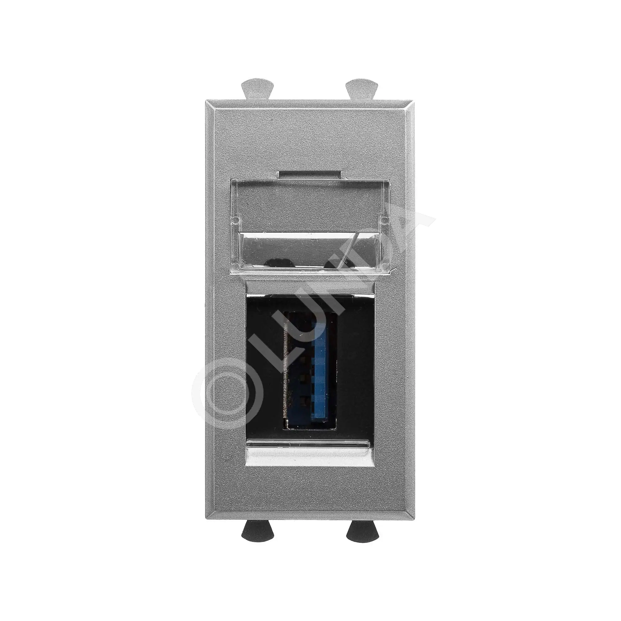 Розетка USB 3.0 модульная, тип А-А, Avanti, Закаленная сталь, 1модуль, DKC 4404301