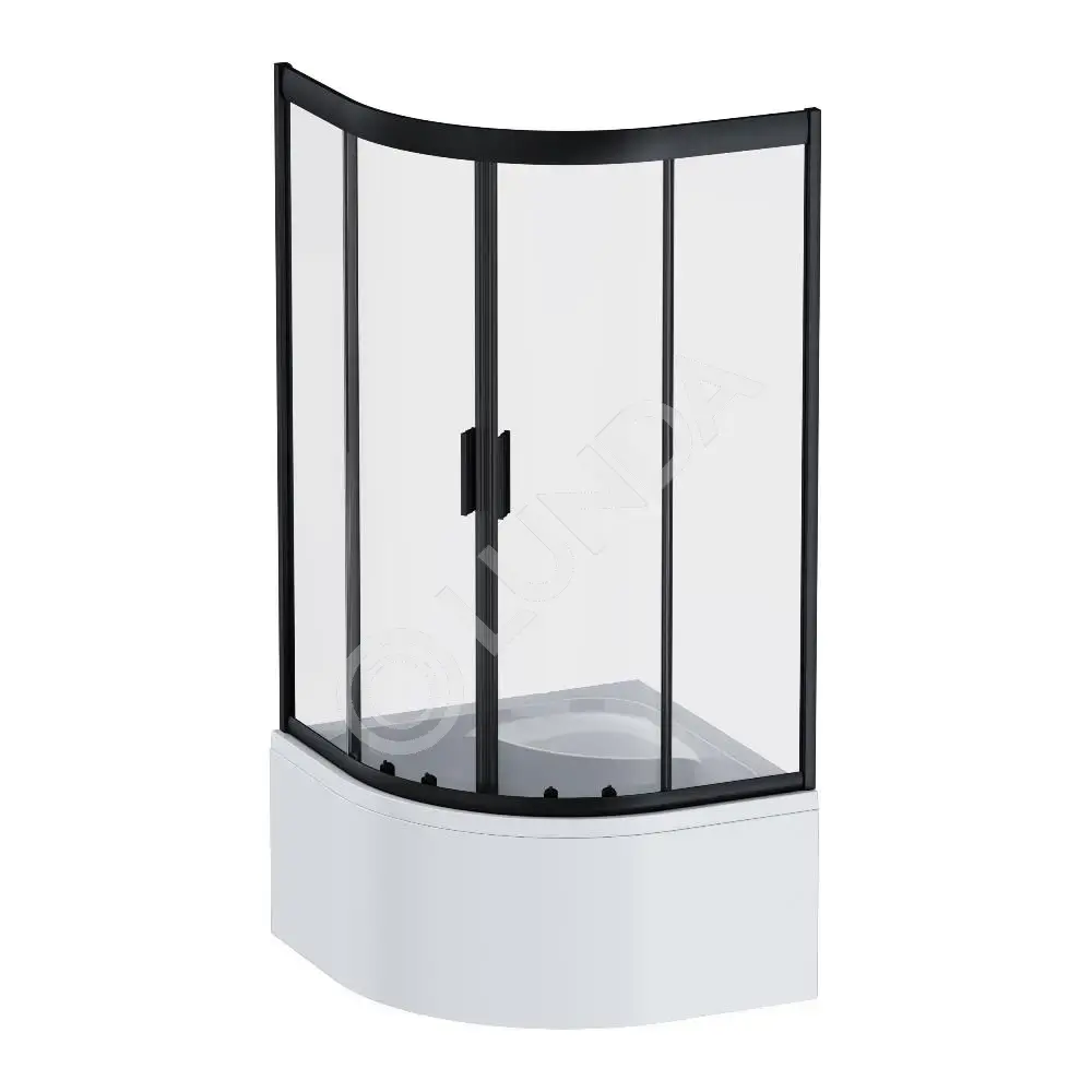 Душ ограждение Deep 1/4 Rond 90x90, Gem, стекло+алюминий, прозрач+чёрный, AM.PM W90G-401A090BT