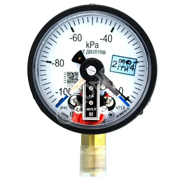 Вакуумметр ДВ2010ф исп V -100…0 кПа, класс точности 1,5, 100 мм, IP40, M20*1,5 (снизу), Физтех 4687205178053