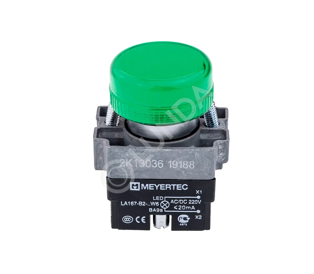 Сигнальная лампа в сборе, зеленый, 220V AC/DC, мет. MTB2-BV633, ОВЕН 43355