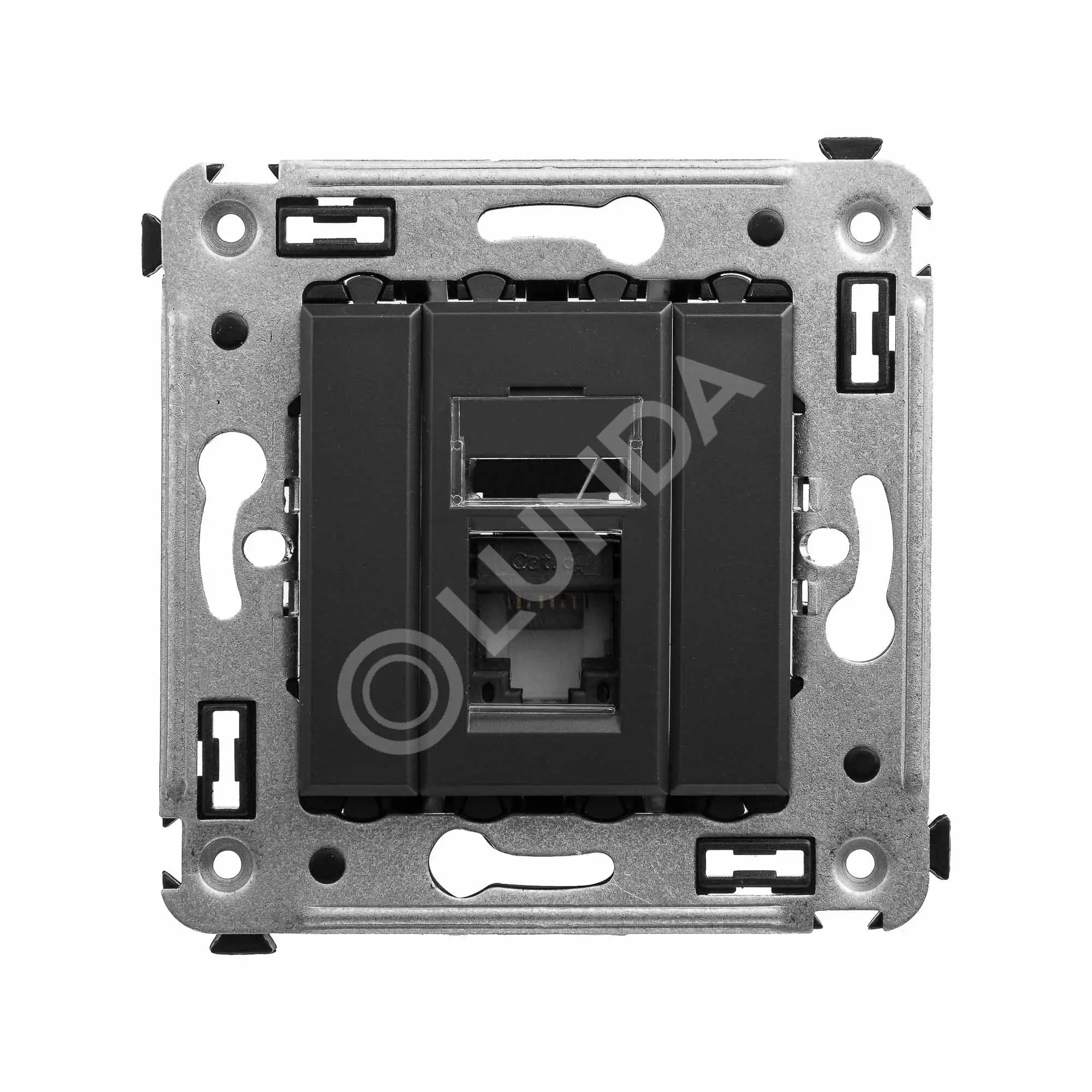Розетка компьютерная RJ-45 в стену, кат.6А одинарная, Avanti, Черный матовый, DKC 4412373
