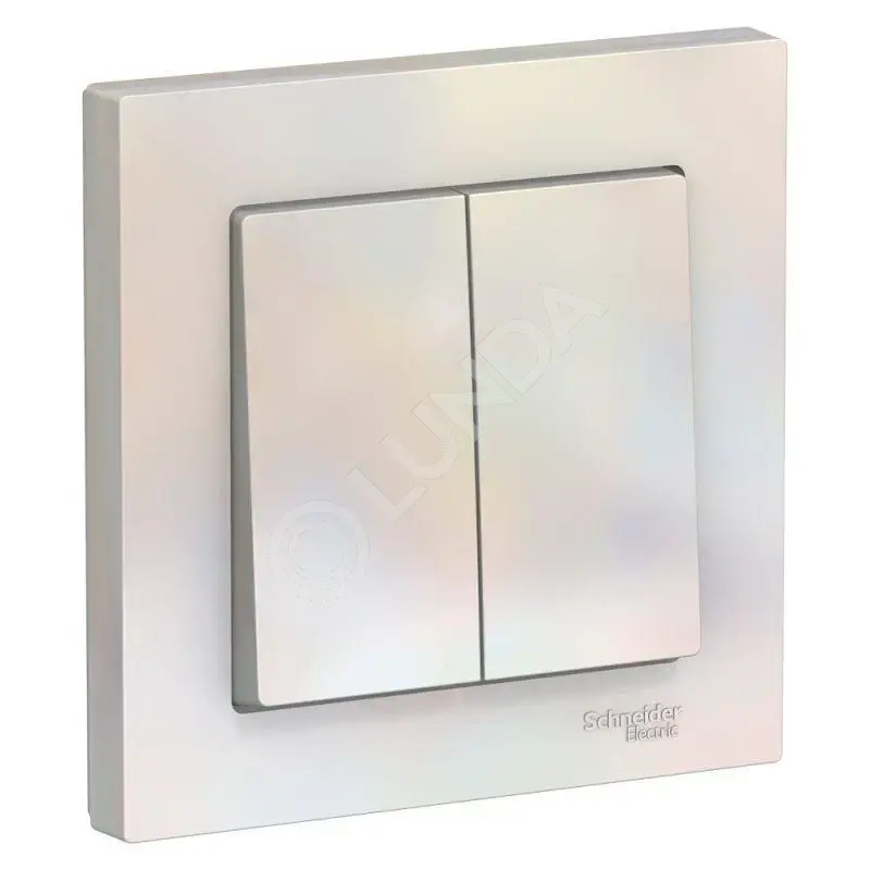 Выключатель 2-кл. СП AtlasDesign 10А IP20 (сх. 5) 10AX в сборе жемчуж., Systeme Electric ATN000452