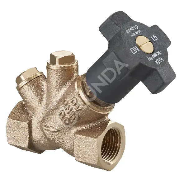 Балансировочный клапан Aquastrom KFR, Ду 32, 1 1/4" ВР x 1 1/4" ВР, 16 бар, бронза, с заглушками, Oventrop 4205810