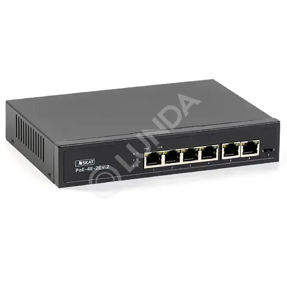 Коммутатор PoE Plus PoE-4E-2E v.2, мощность 65Вт, порты: 4-Ethernet, 2-Uplink, SKAT 4071