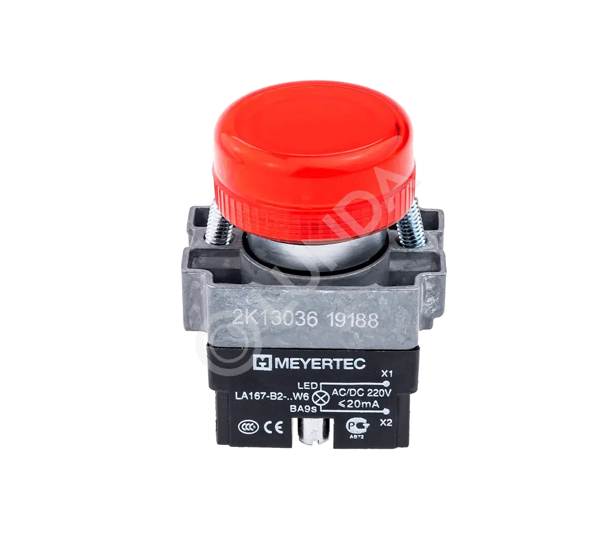 Сигнальная лампа в сборе, красный, 220V AC/DC, мет. MTB2-BV634, ОВЕН 43356