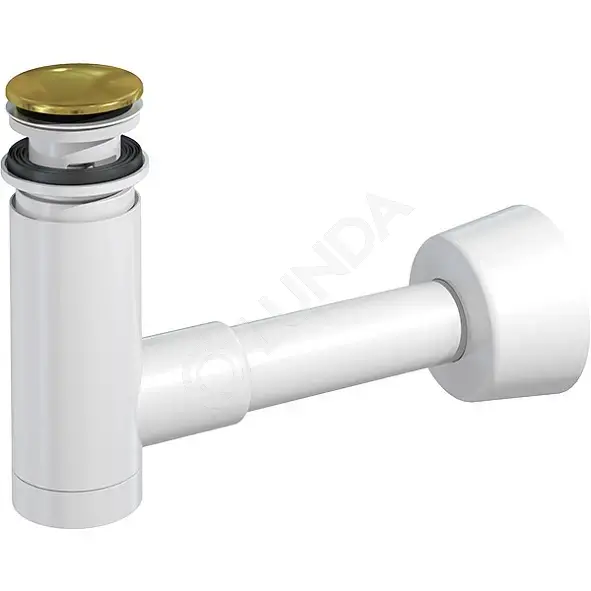 Сифон для умывальника Easy Clean d40 телескопический, клапан белый d40, сливная трубка d40 с розеткой, клик-клак золото металл, Prevex 1512417