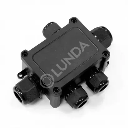 Распределительная коробка 5-вводная IP68 ПА66 40А 450В d5-14 мм 135х96х42 черная Промрукав PR08.13150