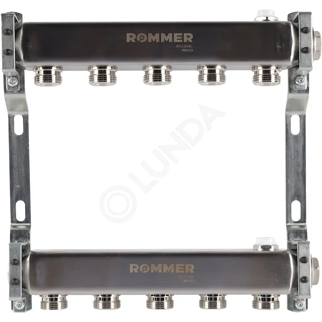 Коллектор из нержавеющей стали для радиаторной разводки 5 вых. Rommer RMS-4401-000005
