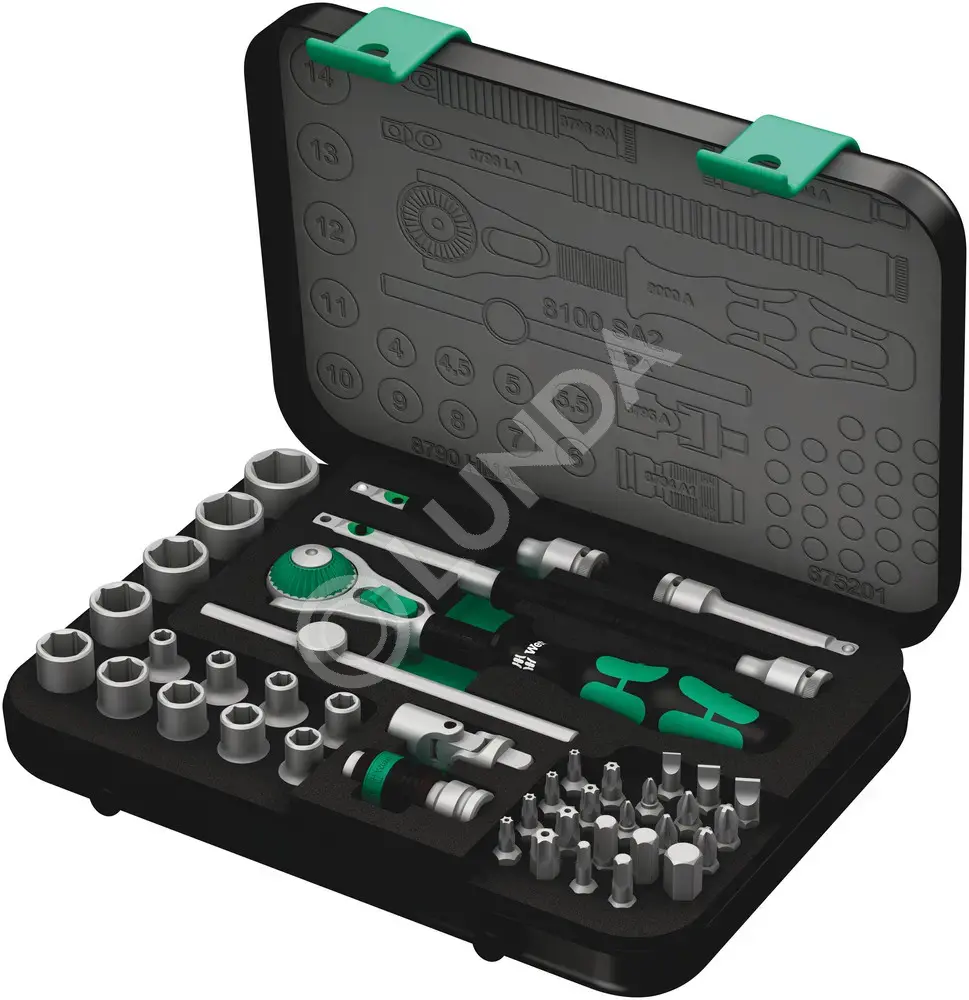 Набор головок торцевых и бит с трещоткой 8100 SA 2 Zyklop Speed, 1/4", 42 пр., Wera WE-003533 — wera