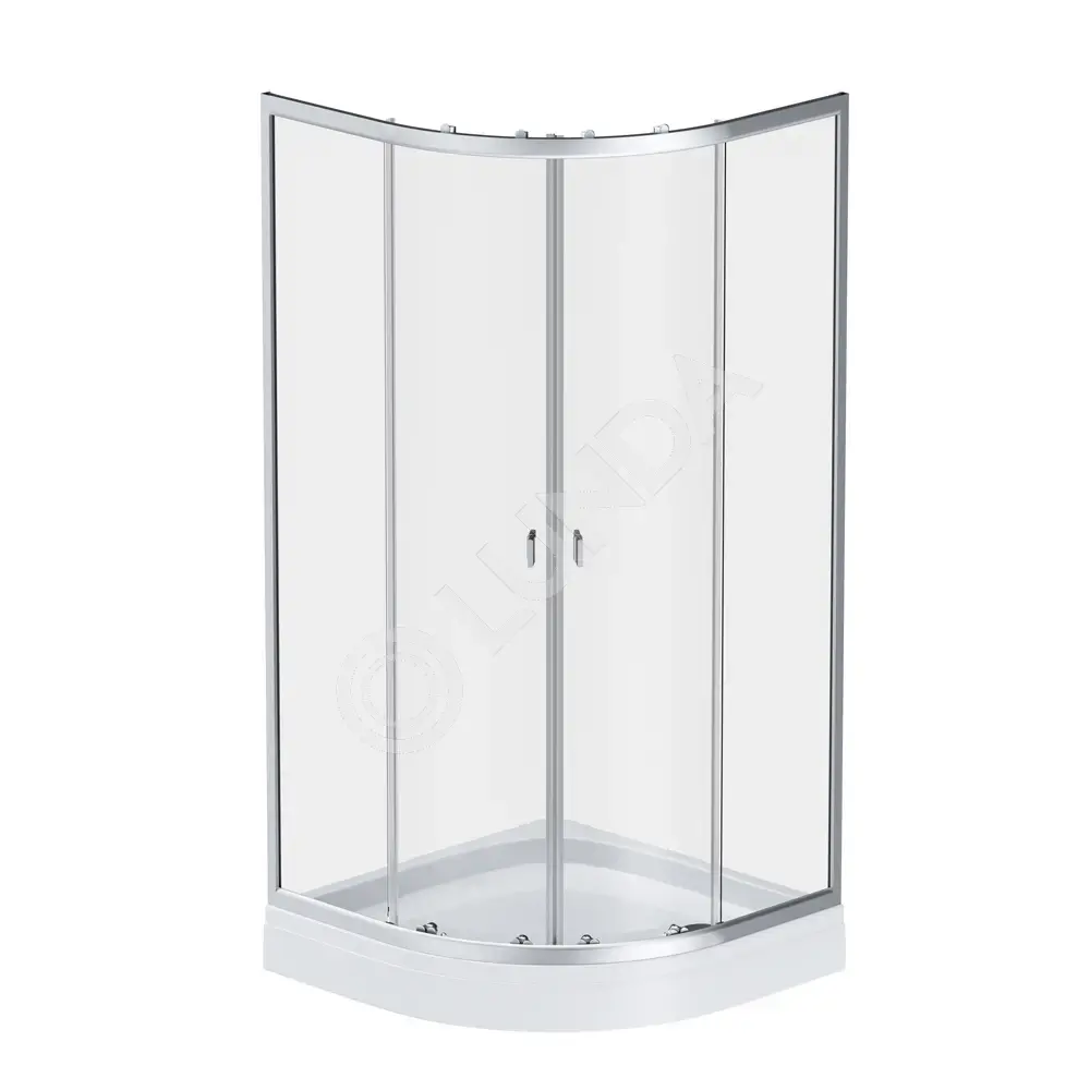 Душ ограждение Twin Slide+поддоном, 90x90, X-Joy, стекло+алюм+акрил+ABS-пластик, прозрач+хром мат+ белый, AM.PM W88E-205-090MT64