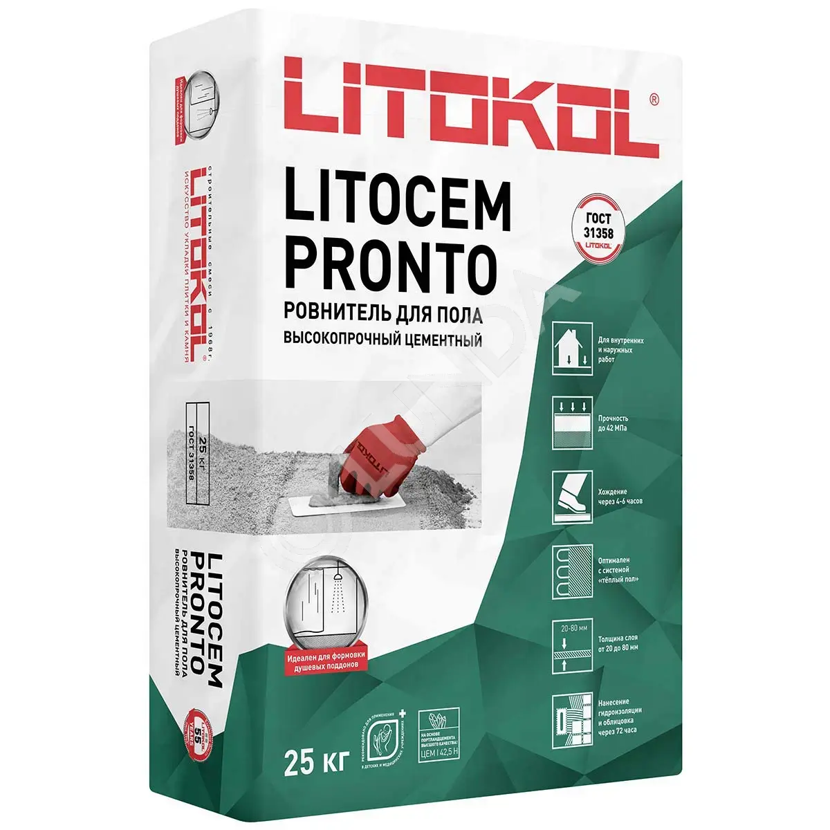 Ровнитель для пола на цементной основе Lotikol LITOCEM PRONTO 25 кг, Litokol 29109
