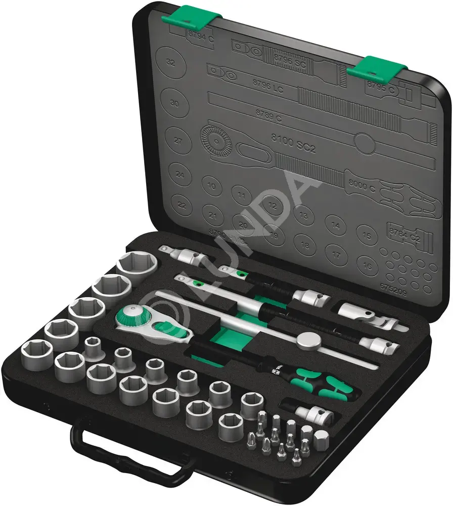 Набор головок торцевых и бит с трещоткой 8100 SC 2 Zyklop Speed, 1/2", 37 пр., Wera WE-003645 — wera