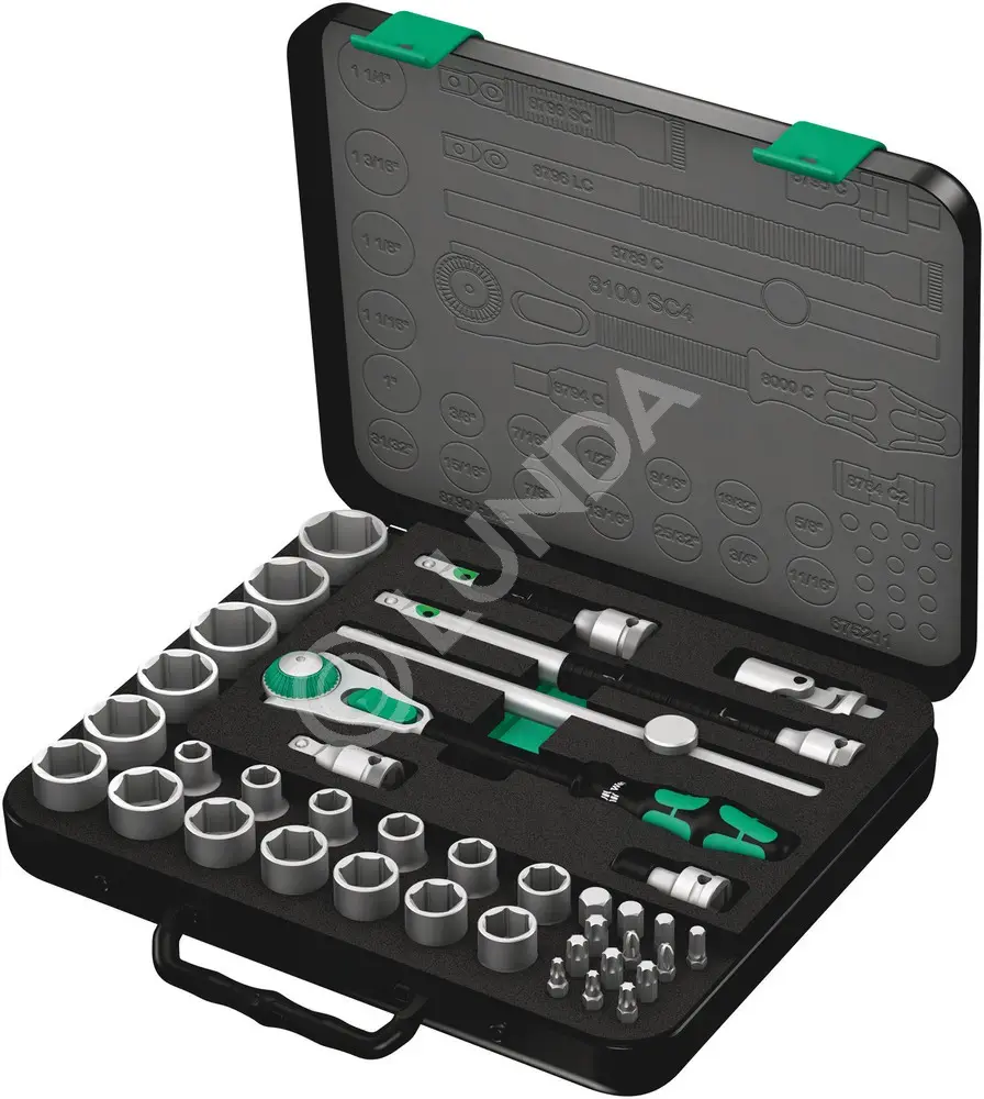 Набор головок торцевых и бит с трещоткой 8100 SC 4 Zyklop Speed Imperial, 1/2", 38 пр., Wera WE-003647 — wera