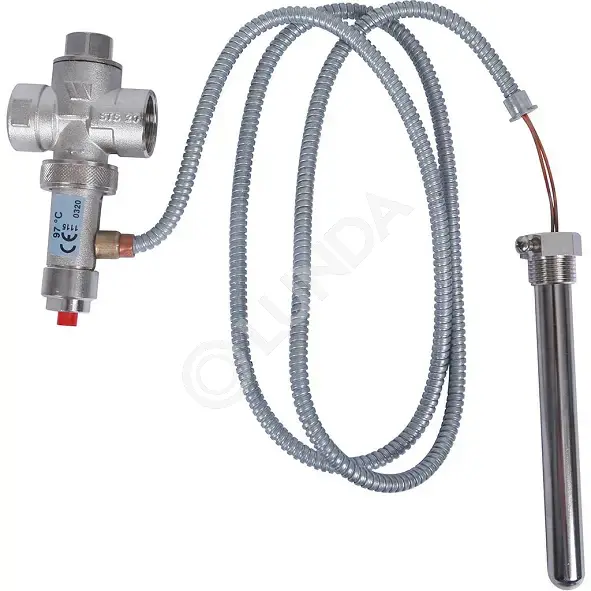 Термоклапан для твердотопливных котлов 1/2", капиляр, 1300 мм, STOUT SVS-0007-000015