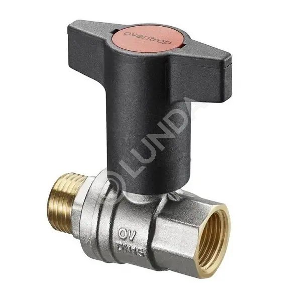 Шаровой кран латунный Optibal DN 32, НР-ВР, черная пластиковая рукоятка, Oventrop 1077310