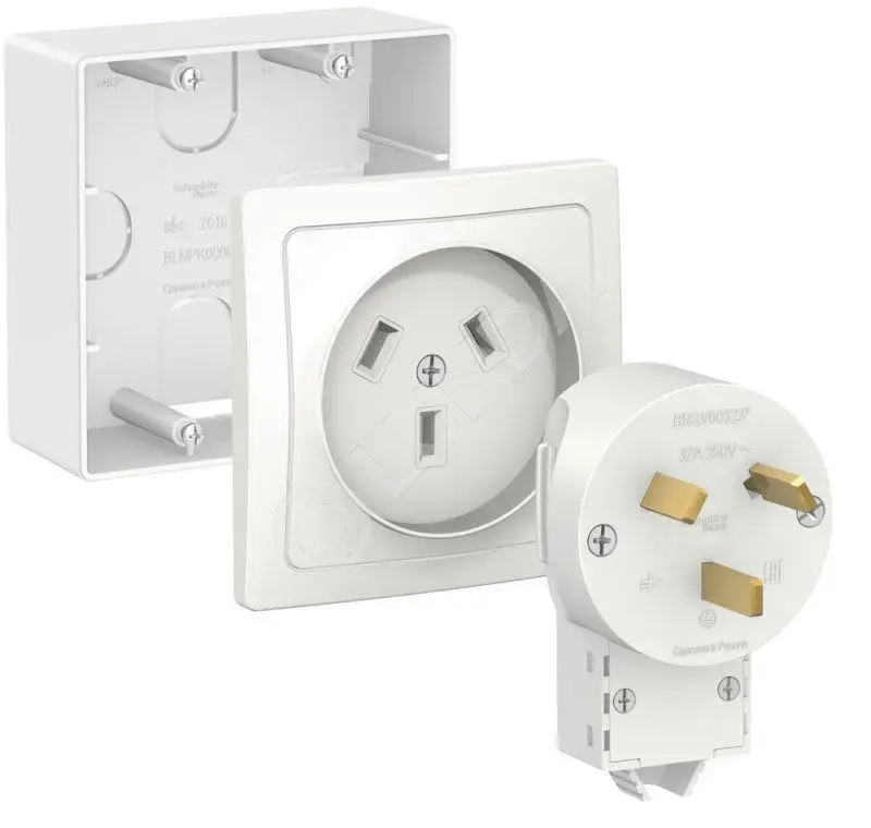 Комплект силовой ОП Blanca 32А 250В (подъемная коробка + розетка + вилка) бел., Systeme Electric BLNSK003231