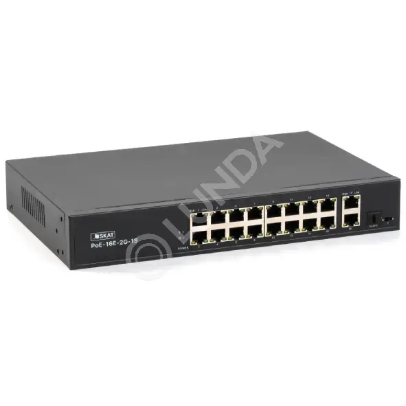 Коммутатор PoE Plus PoE-16E-2G-1S, мощность 260Вт, порты:16-Ethernet, 2-Uplink, 1-SFP, SKAT 4075