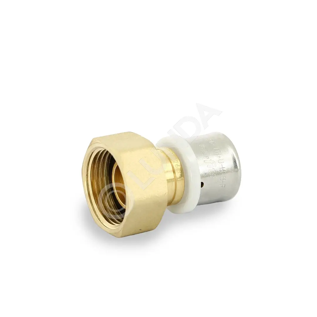 Муфта пресс-В 16 x 1/2" с накидной гайкой, плоской прокладкой 714G, Uni-Fitt, 714G6201