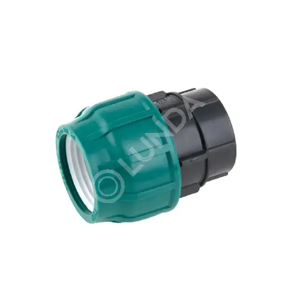 Муфта обжимная ПЭ разъемная 20х3/4" ВР, PN10 (зеленая), Poelsan 7212