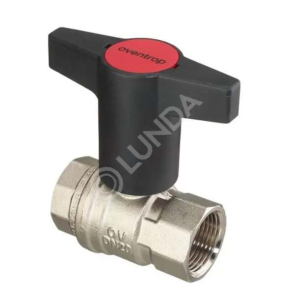 Шаровой кран латунный Optibal DN 40, ВР-ВР, черная пластиковая рукоятка, Oventrop 1077112