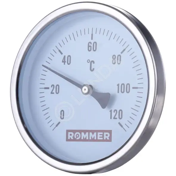 Термометр биметаллический накладной с пружиной, 63 мм, 0°...120°С, Rommer RIM-0004-630015