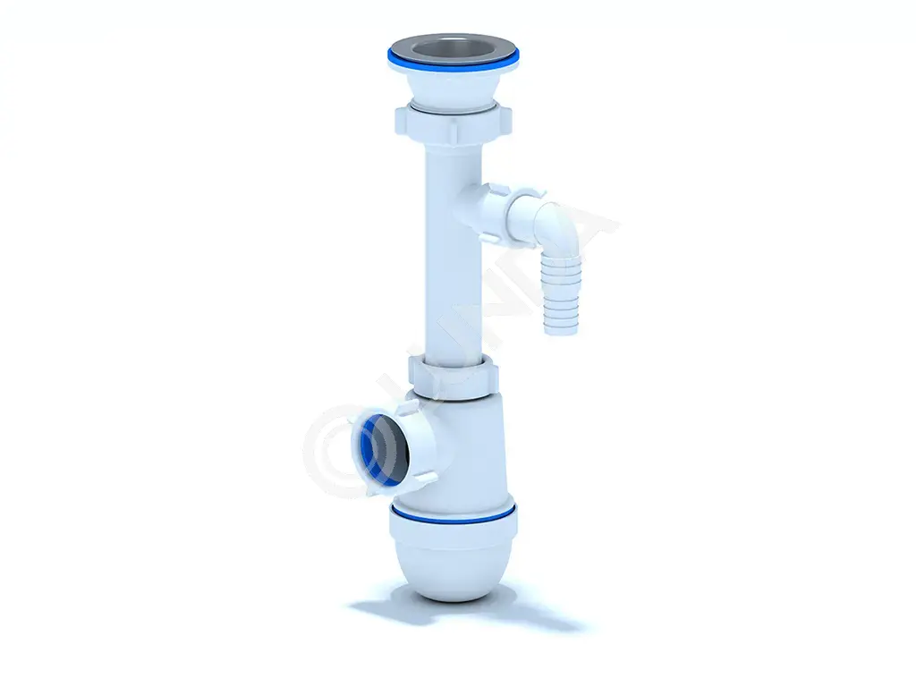 Сифон для мойки 1 1/2″ 40 с отводом для стиральной машины, АНИ Пласт C0300