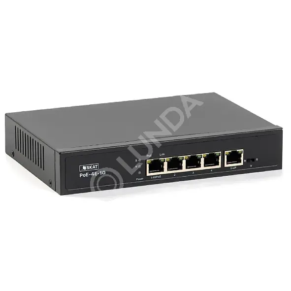 Коммутатор PoE Plus PoE-4E-1G, мощность 65Вт, порты: 4-Ethernet, 1-Uplink, SKAT 4070