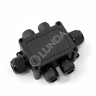 Распределительная коробка 6-вводная IP68 ПА66 40А 450В d5-14 мм 135х96х42 черная Промрукав PR08.13151
