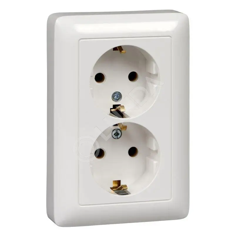 Розетка 2-м СП Хит 16А 250В с заземл. без защ. шторок бел., Systeme Electric RS16-236-B