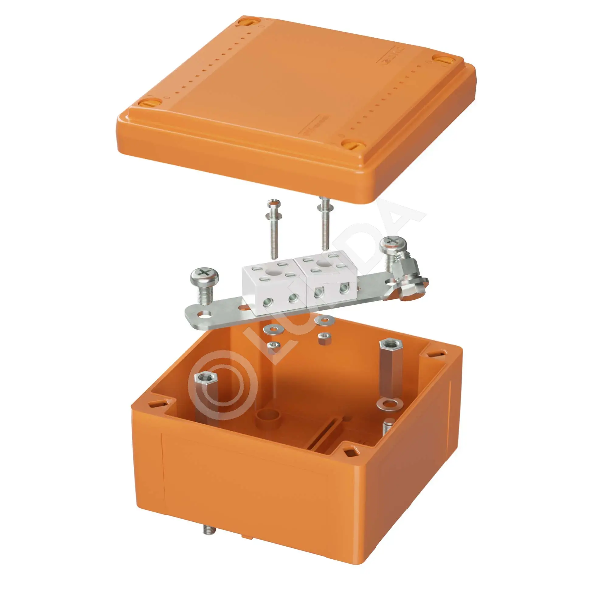 Коробка пластиковая FS с гладкими стенками и клеммниками IP56 100х100х50мм 4р 450V 6A 4мм.кв, DKC FSB10404